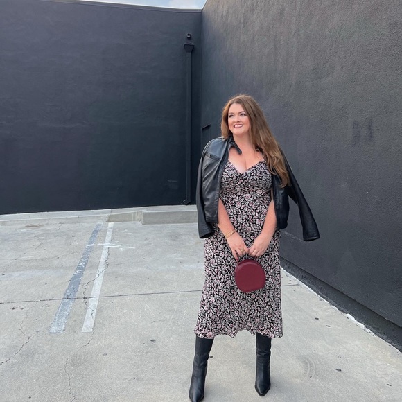 Joie Black and Pink Floral Midi Dress - Picture 2 of 2